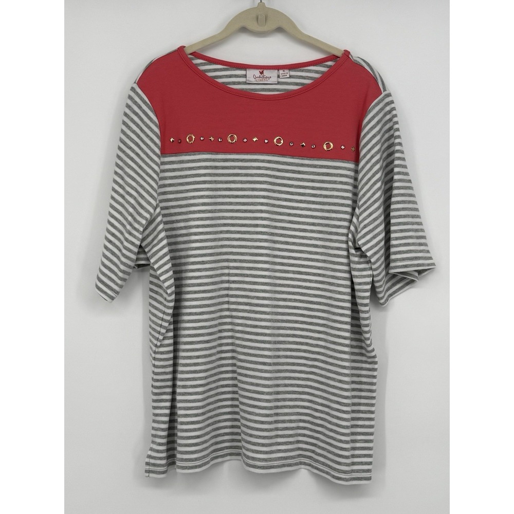 Quacker Factory Women's Short Sleeve Top XL